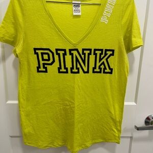 Victoria's Secret PINK Bright Yellow V-Neck Tee